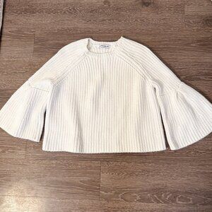 Elizabeth and James Carolina Crop Bell Sleeve White Sweater size small